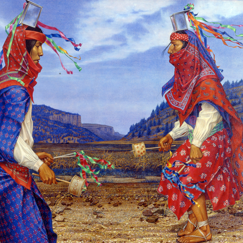 Danseurs tarahumara pratiquant un rituel pour la fertilisation du maïs (1970) – État de Chihuahua.