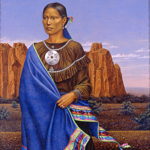Indienne kickapoo, d’une tribu algonquine des Grand Lacs qui a migré au Mexique (1890) – État de Nuevo León.