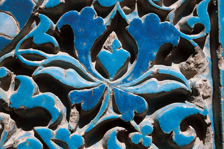 Cramique bleue de Chad-i Moulk Aqa (1371-1383). Chakh-i Zindeh, Samarcande.
